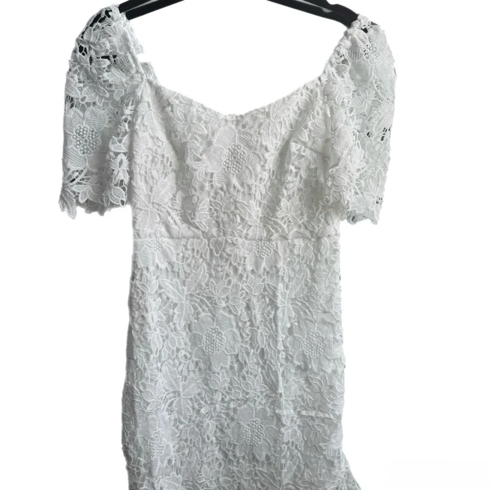 JJ’s House Lace Wedding Dress Sweetheart Asymmetrical Tea-Length NWT Size Small - Picture 3 of 10